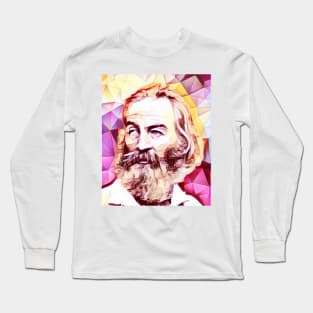 Walt Whitman Pink Portrait | Walt Whitman Artwork 13 Long Sleeve T-Shirt